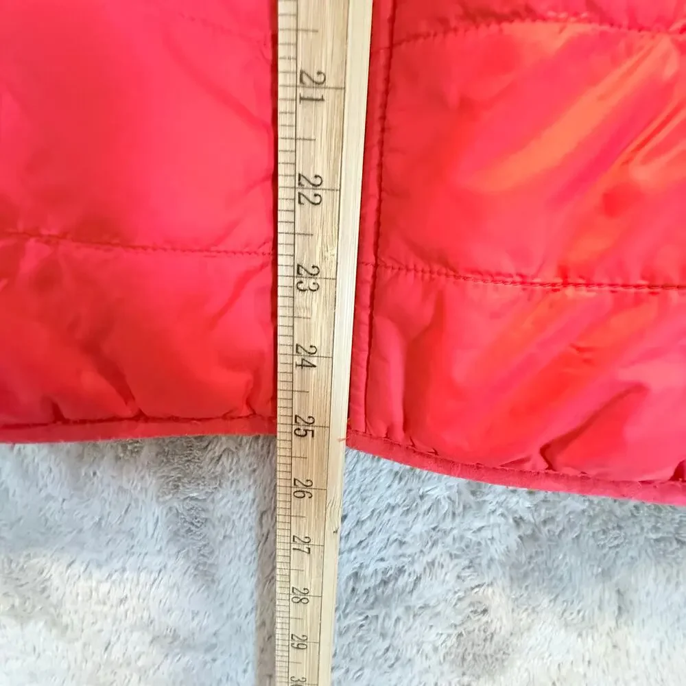 LL Bean Reversible Red Puffer Jacket Sherpa Fleece Plush Lined XL 18 Boys